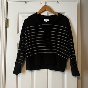 Weekend Striped Collared V-Neck Sweater - Women’s Size Small